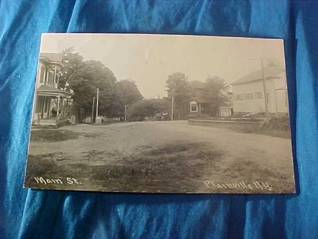 Early 20thc MAIN STREET SCENE in PLAINVILLE New York REAL PHOTO POSTCARD