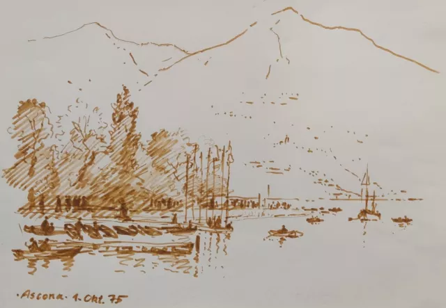 Dibujo Ascona Suiza Erich Demmin 1911-1997