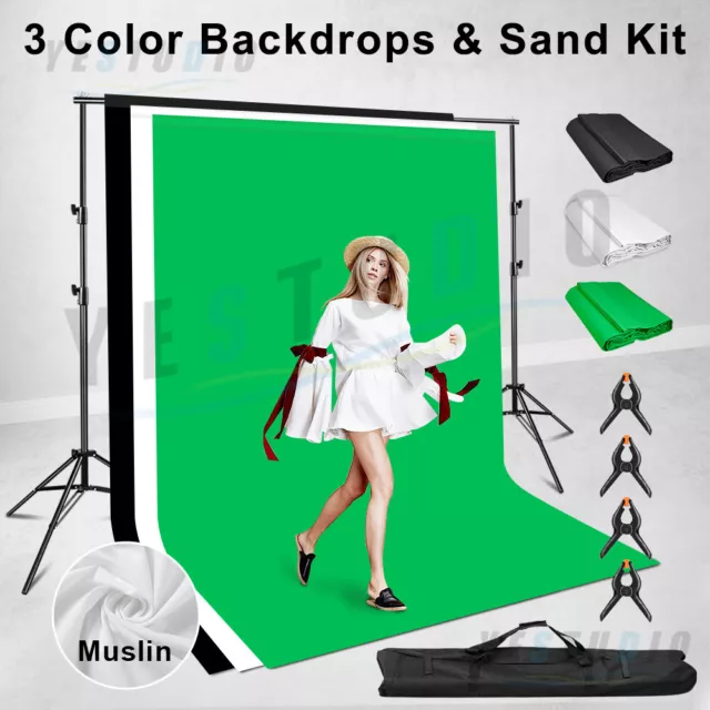 2x3m Photo Backdrop Stand Black White Background Support Muslin Green Screen