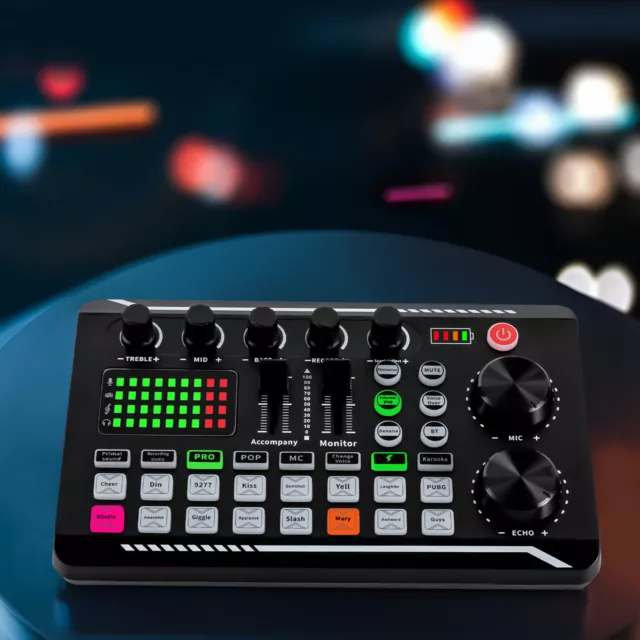 F998 Sound Card Audio Mixer 12 Sound Effect For Live DJ online karaoke Bluetooth