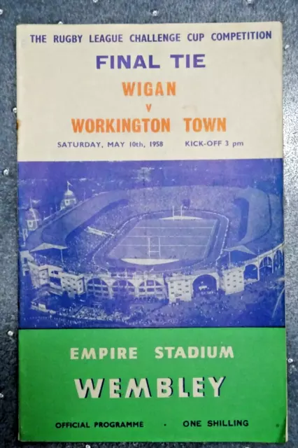 1958   RUGBY LEAGUE CUP FINAL    WIGAN v WORKINGTON TOWN     Programme