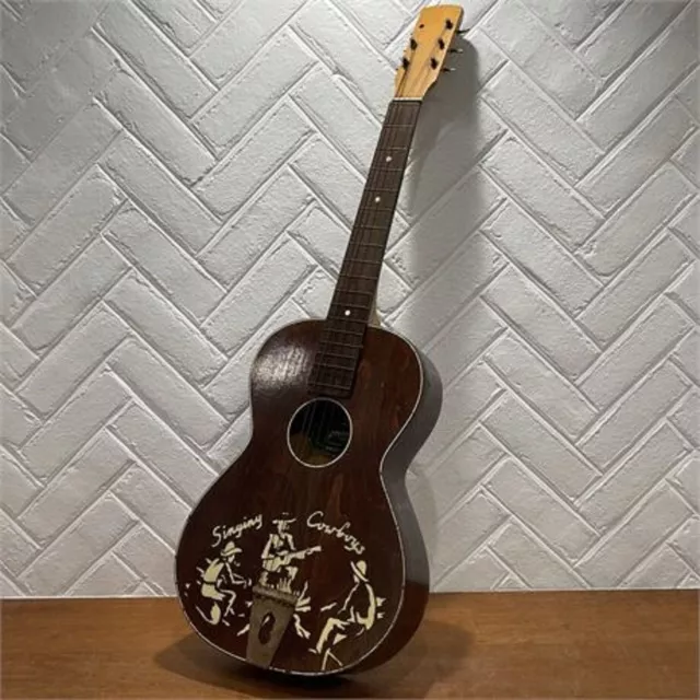 Rare Vintage Egmond Stencil Singing Cowboys Parlor Acoustic Guitar Egmond Freres