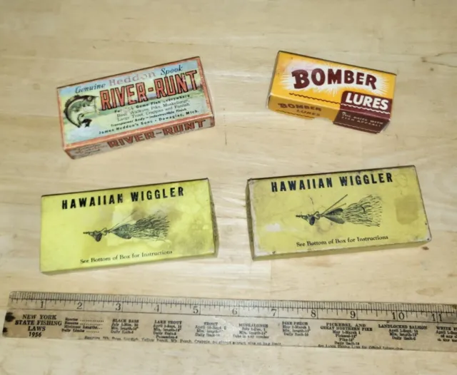 VINTAGE OLD FISHING LURE WATER-LOU BAIT TACKLE box YELLOW minnow TOP NOTCH  CO. $39.99 - PicClick