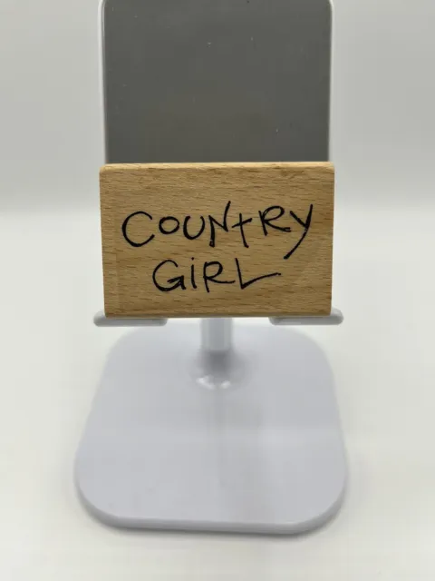 Wood Mounted Rubber Stamp Print. Country Girl. Card Making, Decoupage, Crafts.