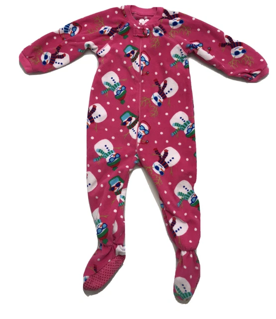 The Children's Place Sleeper - Girls Pink Fleece Footed Baby Sleeper -size 2 2T