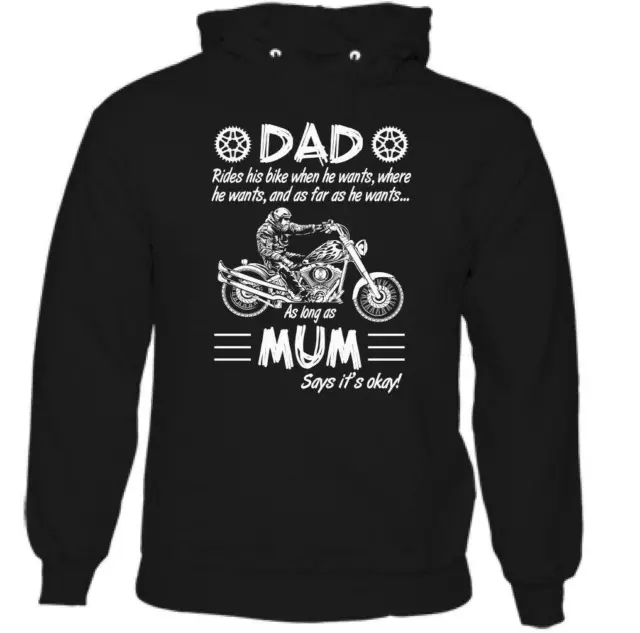 Dad Rides His Bike Mens Funny Biker Hoodie Motorbike Motorcycle Chopper
