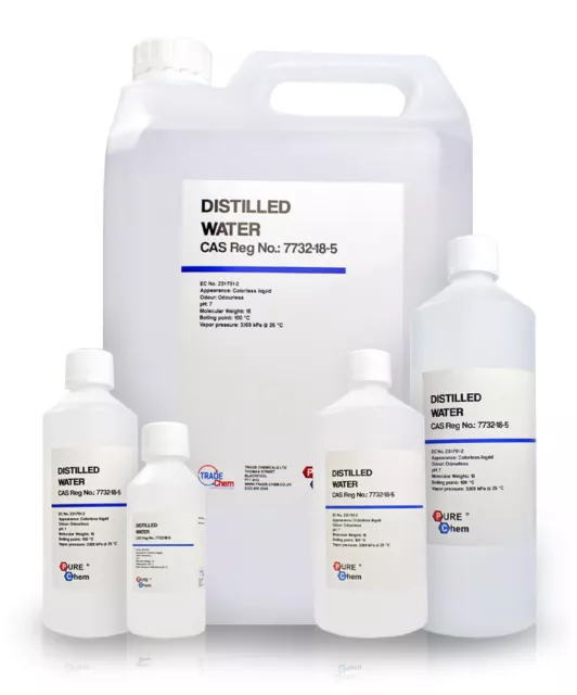 Distilled Water Pure Chem 100% Ultra Pure Water Multi Listing (WHITE)