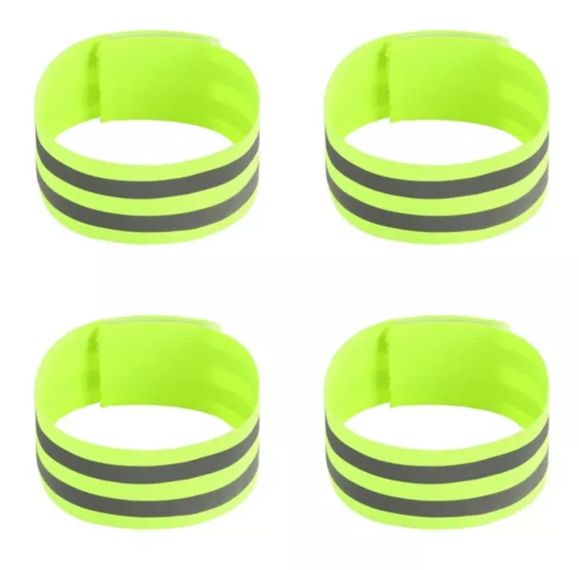 High Vis Yellow Reflective Ankle Arm Band For Cycling & Running Hi Vis Safe X 4