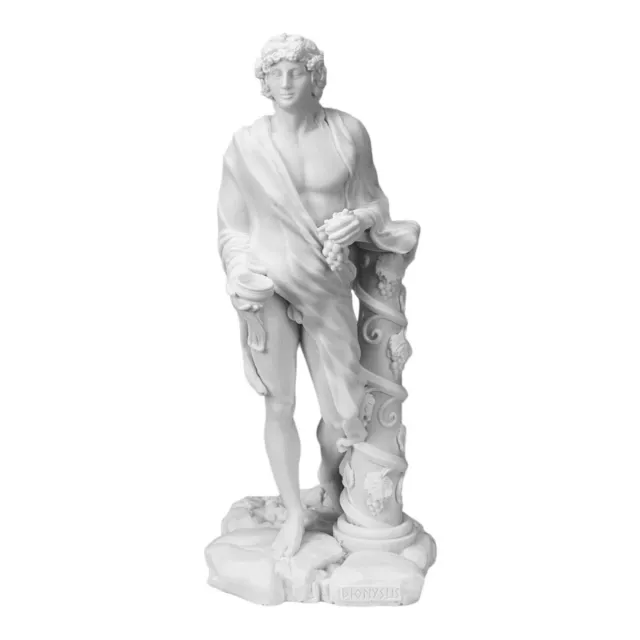 Greek Roman God of Wine & Theater Dionysus Bacchus Statue Cast Marble 5.51 in