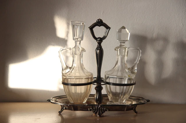 Antico Menage Olio Aceto In Argento Tit 800 Pre 1934 Alessandria Ricci E Company