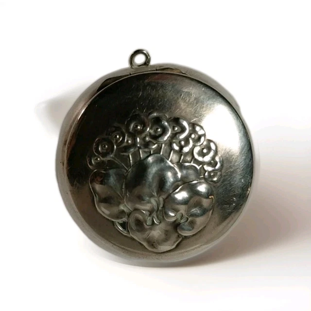 Pendentif/broche Vintage Argenté Miroir 'Victoire' - Début Des Années 1900