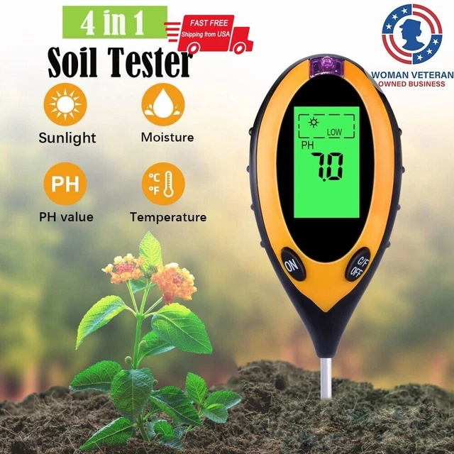 4 IN 1 PH Tester Soil Water Moisture Light Test Meter for Garden Plant ...