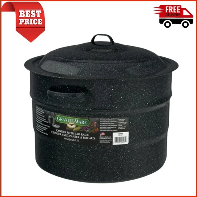 21.5-Quart Water Bath Canner with Jar Rack-Porcelain surface & dishwasher safe