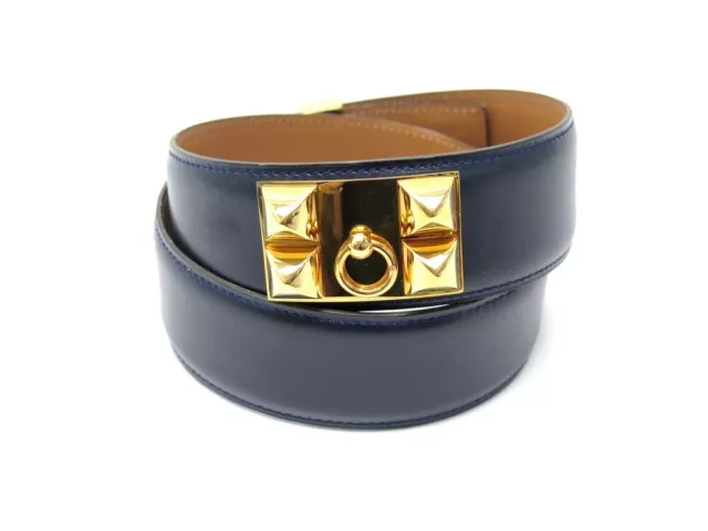 Ceinture Hermes Medor Collier De Chien T68 En Cuir Box Bleu Leather Belt 1780€