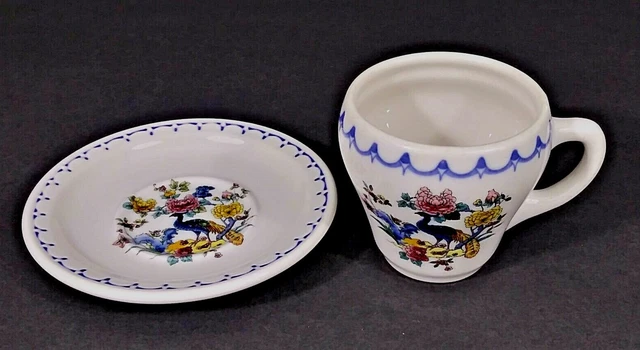 SYRACUSE CHINA Milwaukee Road CM&StP Railroad "PEACOCK" Pattern Cup & Saucer Set 3
