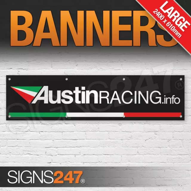 Austin Racing Italian Flag Black Car Workshop Banner LARGE Sign