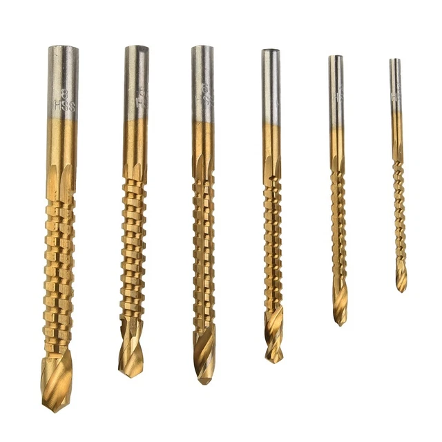 6pcs Ars Titane Revêtu Travail Du Bois Trou Couteau Scie Embouts Perceuse Set