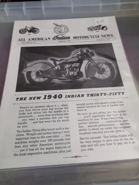 All American Indian Motorcycle News Back Issue Magazine Newsletter Jan 1979