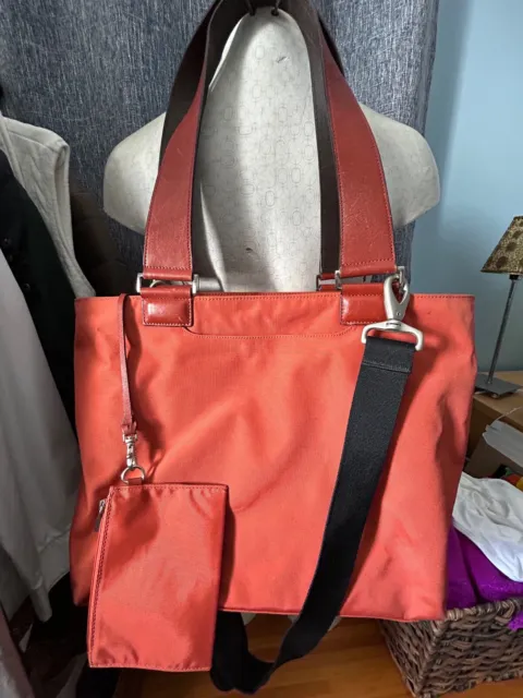 Tumi Travel Tote Bag Business Laptop Satchel Nylon Leather Handles 17" x 11"