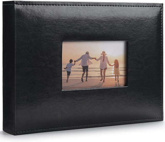 Photo Album with Memo Area, Premium Leather Cover Photo Album with 300 Vertical