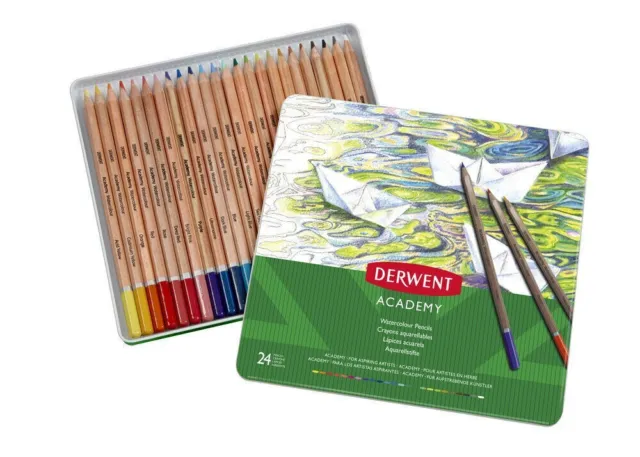 Derwent Academy Watercolour Pencils - 24 Colour Tin