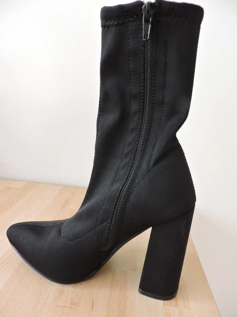 Bottines Noires Femme Talon 8 Cm - Taille 42, Surpiquées, Style Cône, Neuf Sans Emballage