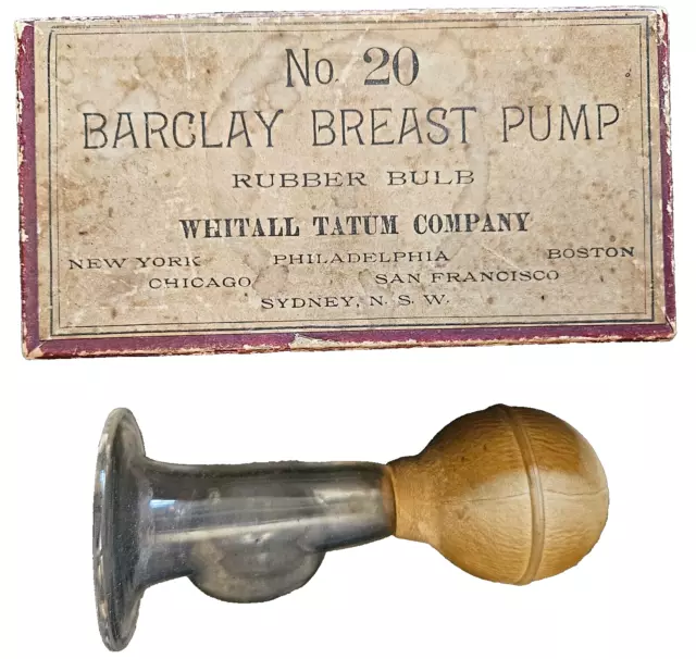 1891 Antique Glass Breast Pump-Original Advertisement Box Victorian Medical Help