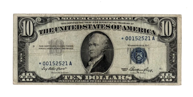 1953 $10 Silver Certificate Star Note - VF