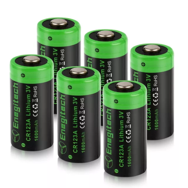 Pack of 6 CR123A 3V Lithium Battery 1600mAh Disposable Batteries Non-Rechageable