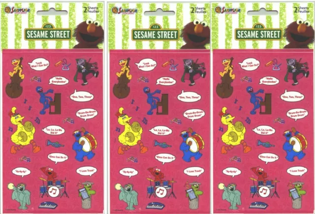 3 New packs Sesame Street Scrapbook stickers! Elmo Music Band Grover Big Bird