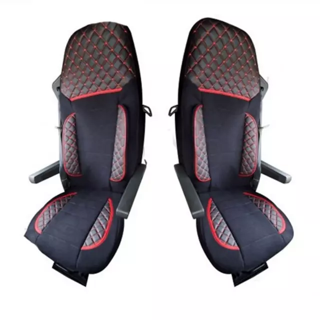 Negro de Lujo Pasajero + Conductor Cuero Eco Fundas de Asiento para Scania R / G