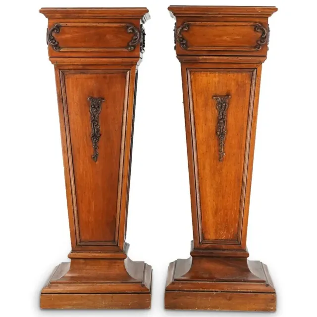 Pair of Antique Carved Wood Pedestals