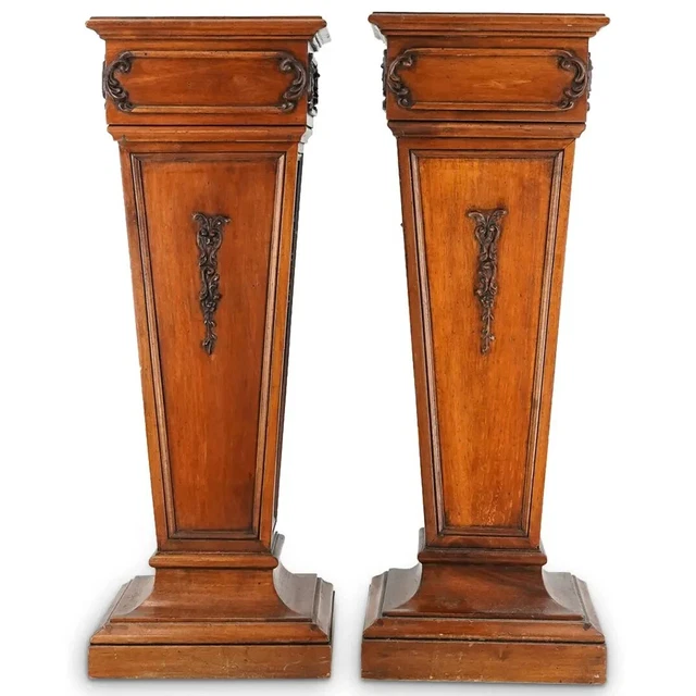 Pair of Antique Carved Wood Pedestals