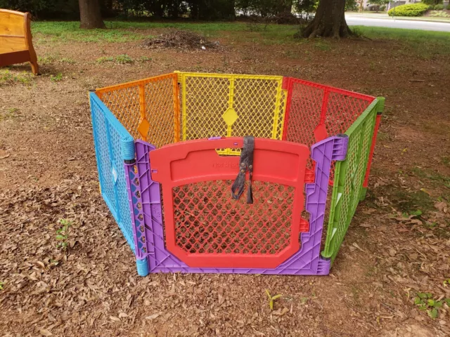 Baby PlayYard Indoor Outdoor 6-Panel SuperYard Toddleroo  Primary Colors W/ Door