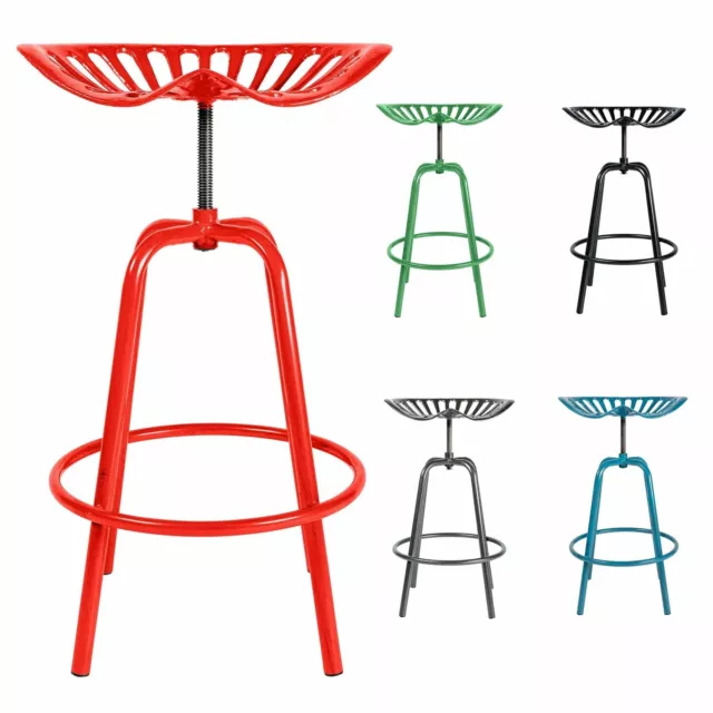 Vintage Style Tractor Seat Bar Stool Adjustable Swivel Metal Chair