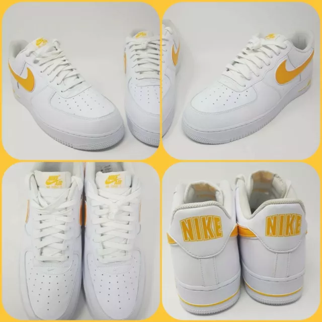 Nike Air Force 1 Entrenadores Bajos Cuero Talla Reino Unido 16 EU 51.5 Blanco Universitario Oro