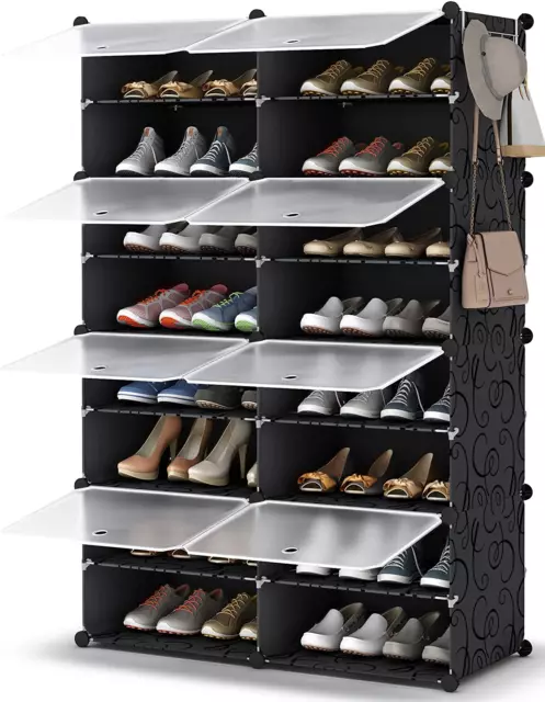 Estante para zapatos, gabinete de almacenamiento de zapatos de 8 niveles 32 pares organizador de estantes para zapatos de plástico fo