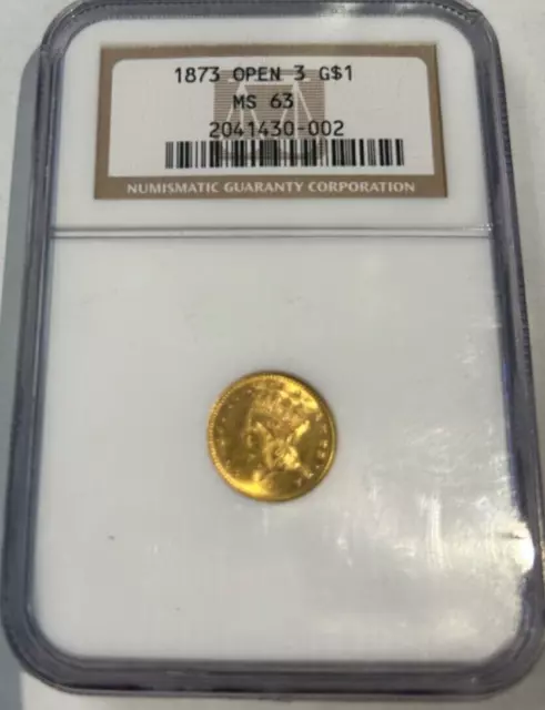 1873 Gold Dollar G$1 NGC MS 63