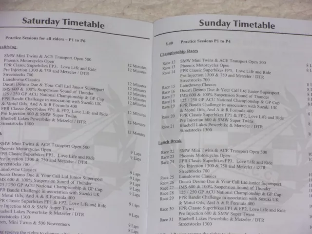 Programme Castle Combe Road Races 20 & 21 Aug 2022 NG Road Racing Club 2