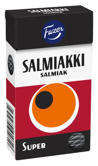 Fazer Super Salmiakki 38g, 40-Pack - Finnish Salty Licorice Pastilles