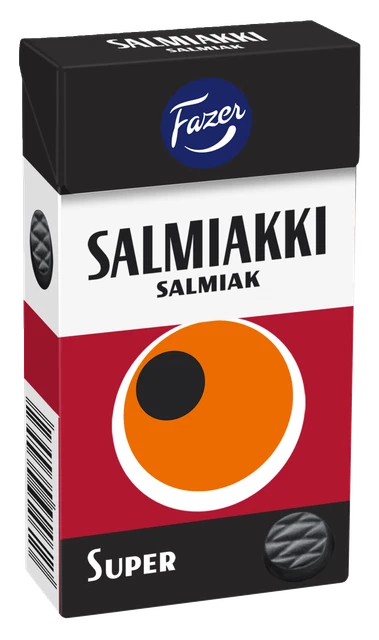 Fazer Super Salmiakki 38g, 40-Pack - Finnish Salty Licorice Pastilles