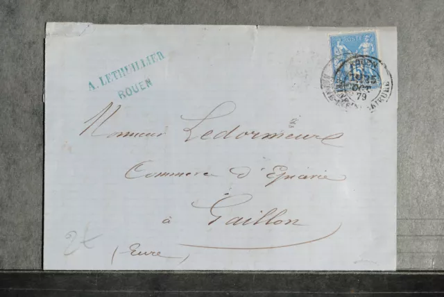 France - Timbre oblitéré Type Sage  sur lettre