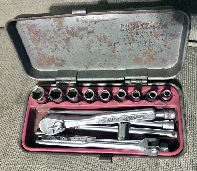 VINTAGE CRAFTSMAN USA 1/4" Drive 15pc Ratchet Breaker Bar Socket Set =V