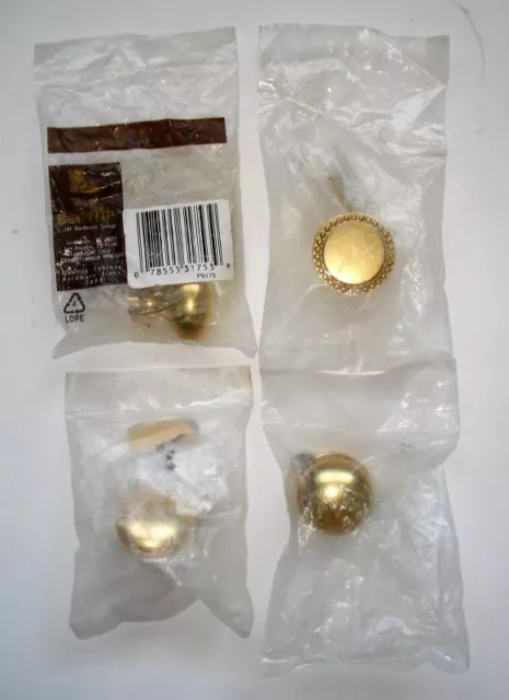 New!  Hardware Lot of 4 Assorted Oval/Round Cabinet Knobs Brass Yellow