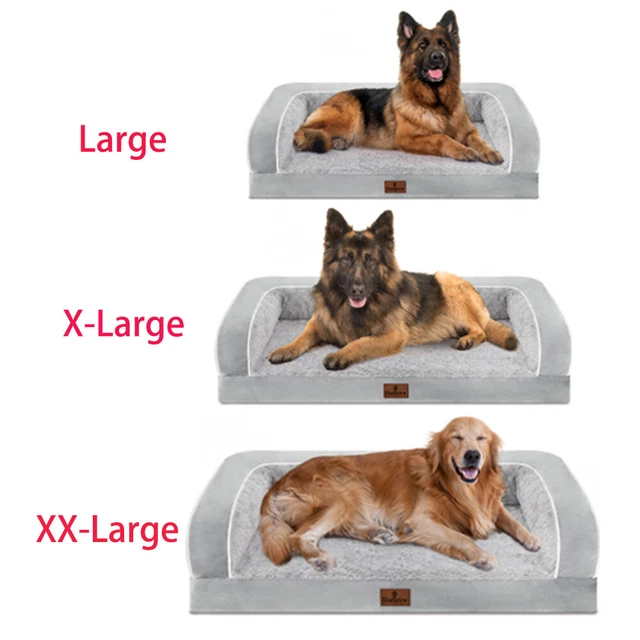 LightGray Orthopedic L-XXL Dog Bed 3Side Memory Foam Bolster Pet Sofa with Cover