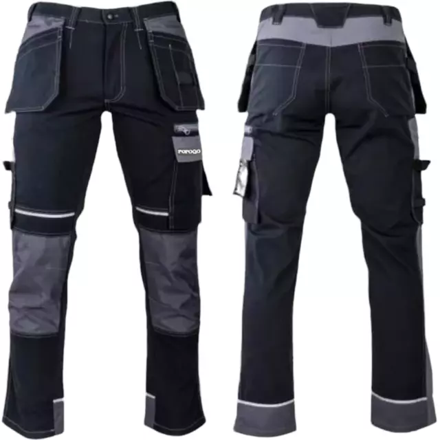 Pantalones de trabajo de carga de combate de combate de varios bolsillos para hombre bolsillos negros de alta resistencia