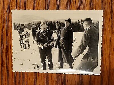 Original WW2 Real Photo  German Soldiers Snowball Fight 1942 Officers Meiningen