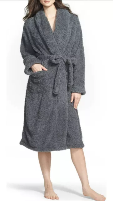 New GIRAFFE AT HOME Charcoal Stretch Chenille Wrap Cozy Robe Size 1/US 10-14