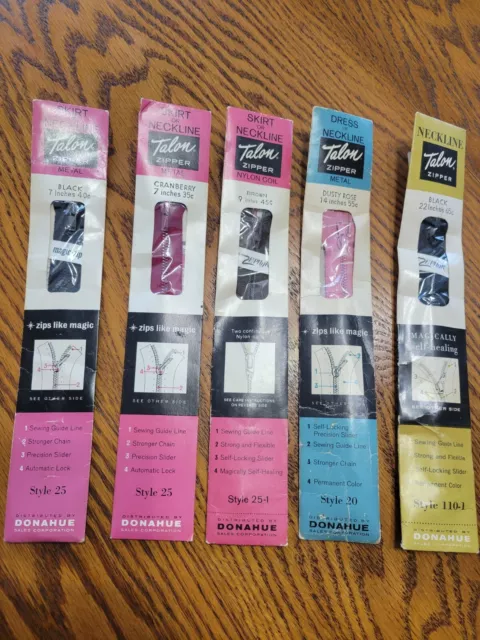 Donahue Talon Vintage Zippers LOT OF 5 NEW in Original Packaging