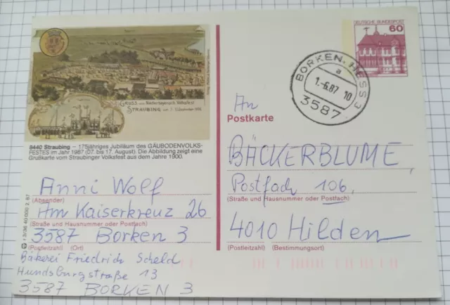 Bildpostkarte "Straubing" Deutsche Bundespost 1987